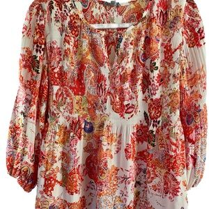 Floral and Ivy Blouse, 3/4 length sleeves